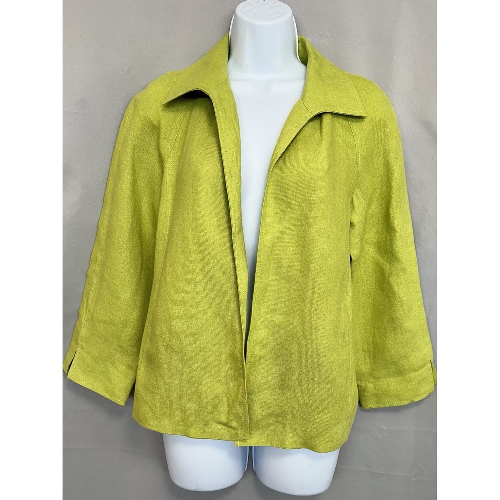 Talbots Pure Irish Linen Lime Green Blazer Sz  Small‎ Summer Women's